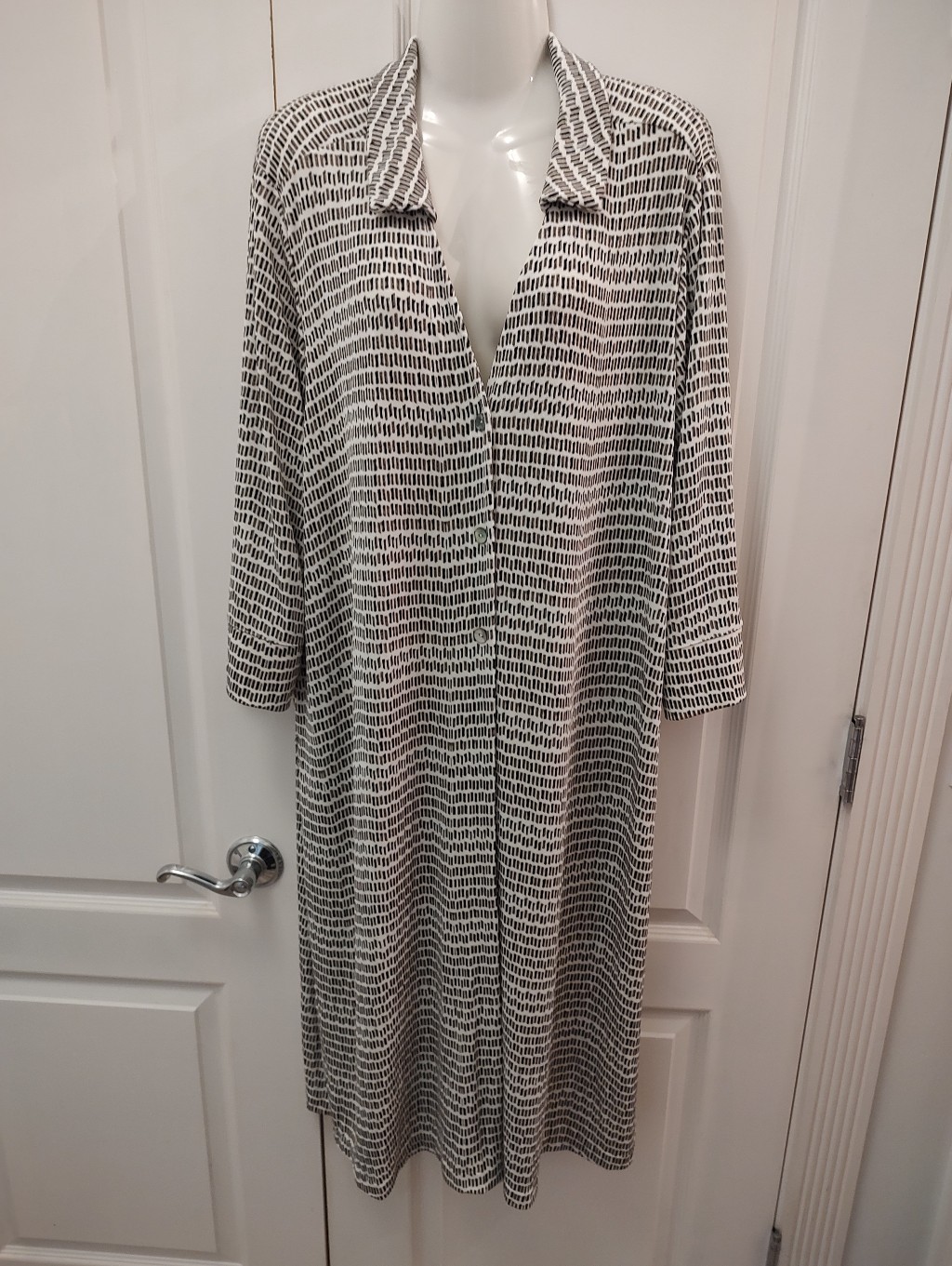 Chico Black & White Printed Button-Front Women's Duster
